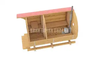 Баня бочка Люкс с козырьком #321 фото 1