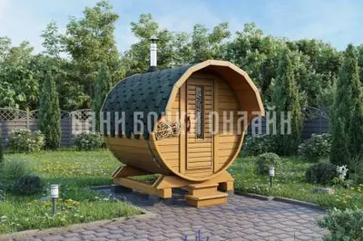 Баня бочка Мини с козырьком