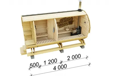 Баня бочка Компакт  с крыльцом