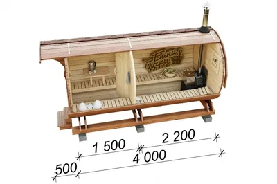 Баня бочка Люкс  с козырьком