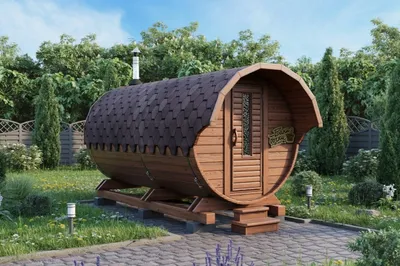 Баня бочка Люкс  с козырьком