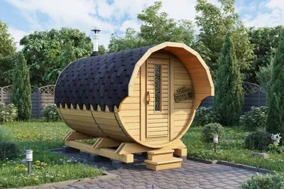 Баня бочка Стандарт с козырьком