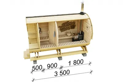 Баня бочка Стандарт  с крыльцом