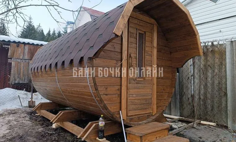 Баня бочка 3 метра + 50см козырек №330