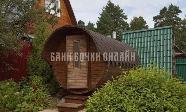 Баня бочка Люкс с козырьком #321