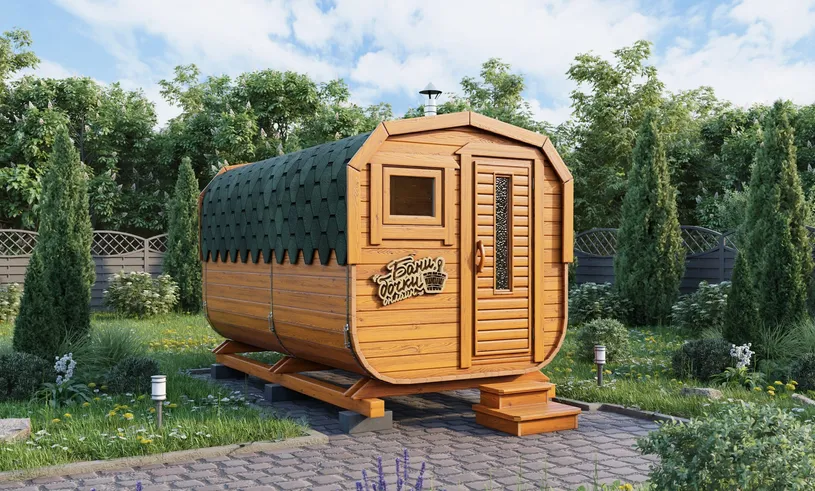 Баня квадробочка Люкс вход с торца